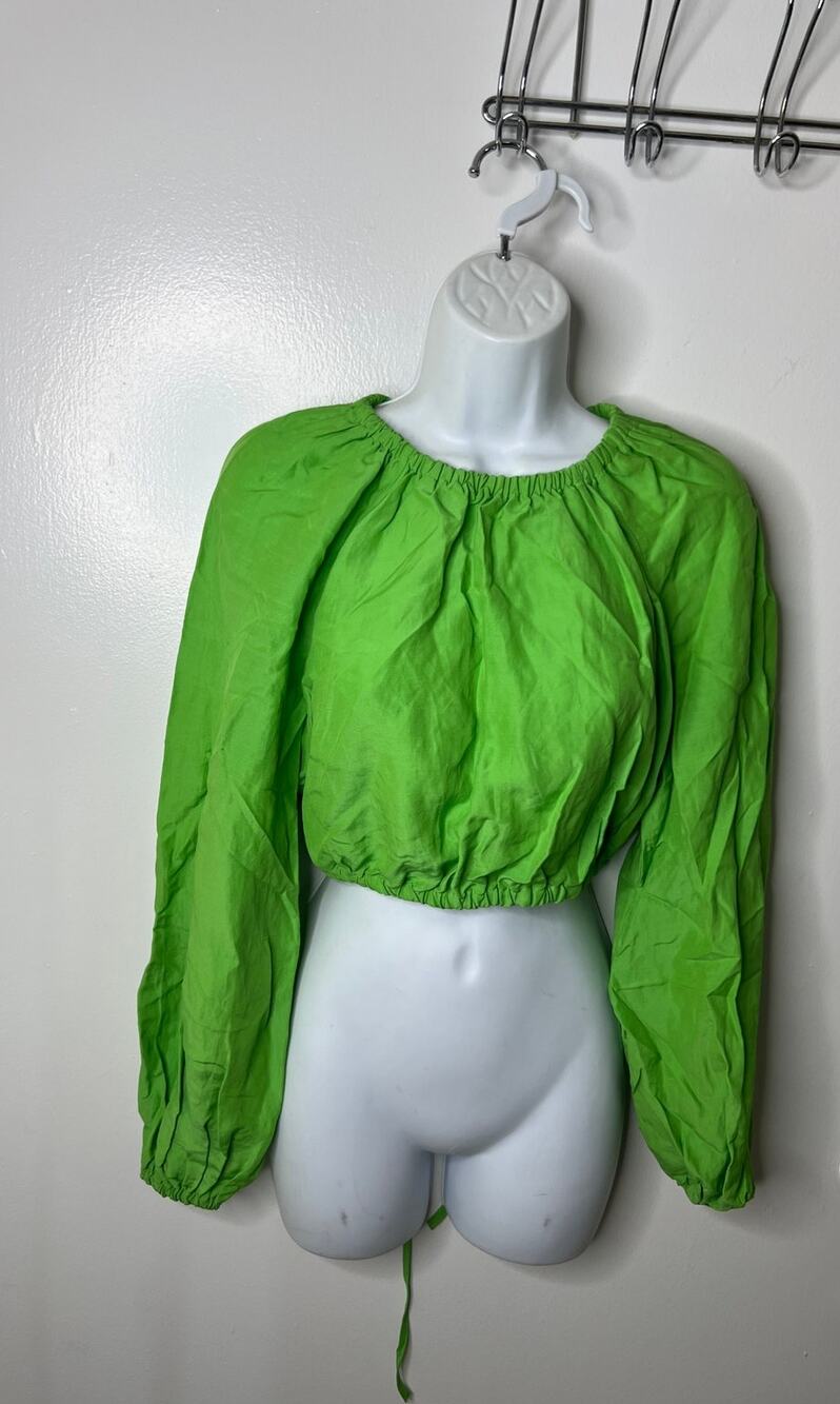 Stockholm Atelier & Other Stories Women's Long Sleeve Crop Top Green ~ Size XS